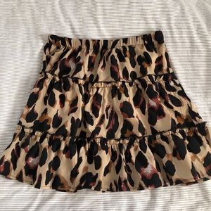 Tiered Leopard Print Chiffon Skirt